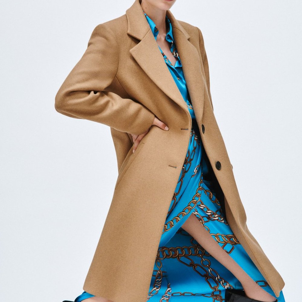 Zara Menswear Style Wool Blend Camel Coat (NWT)